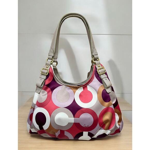 Coach 18764 Madison Op Art Maggie Shoulder Bag & Matching Key Chain Cardholder - Picture 3 of 15